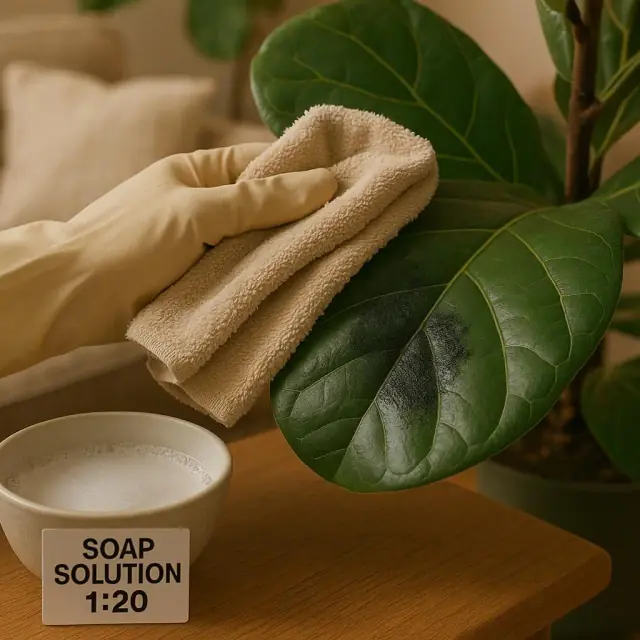 Cleaning Large, Delicate Leaves (Fiddle Leaf Fig, Monstera): A Step-by-Step Guide to Remove Sooty Mold Without Damage