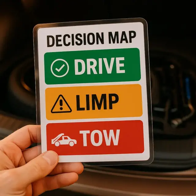 Emergency Decision Map: Drive, Limp or Tow