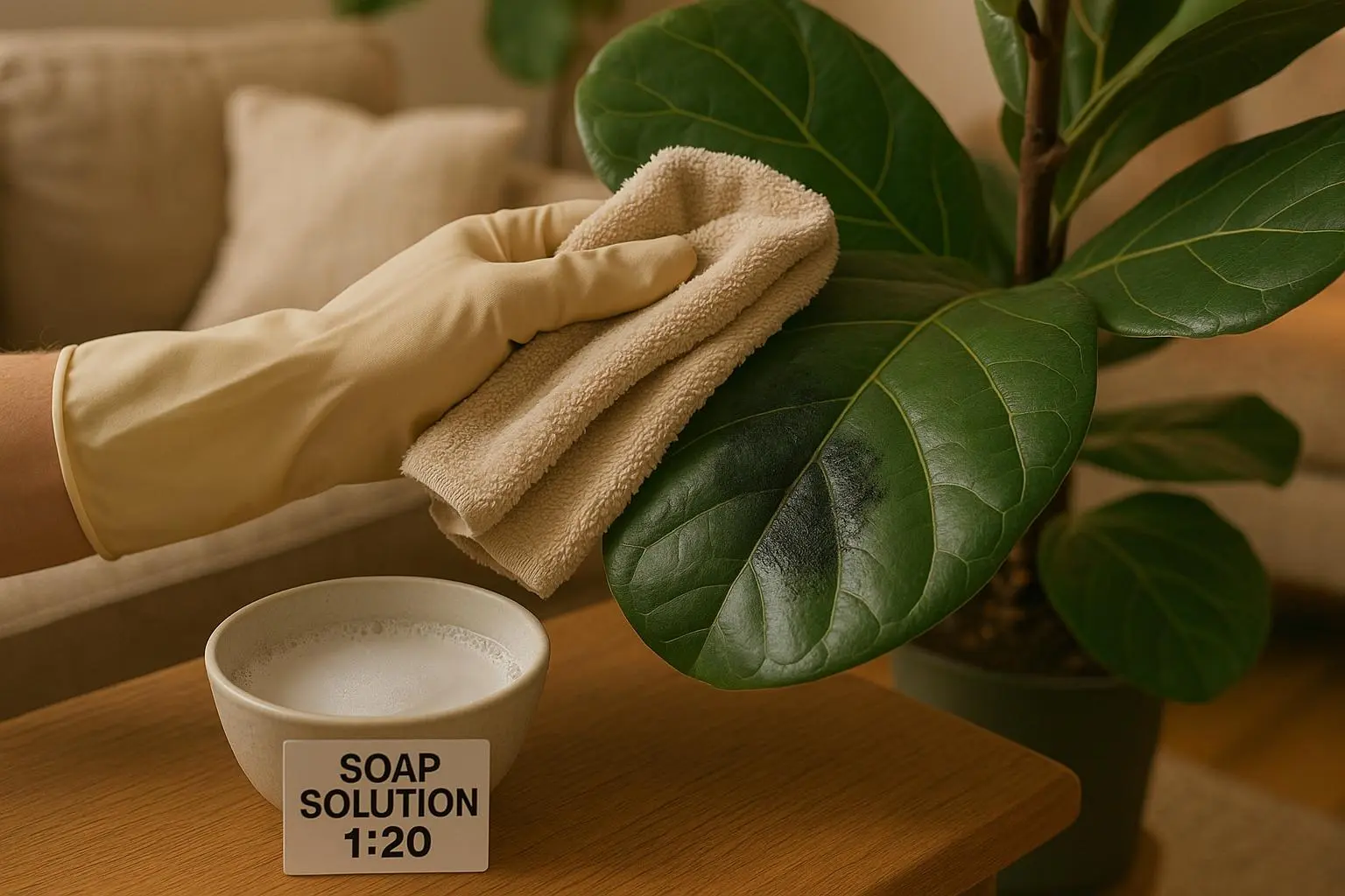 Cleaning Large, Delicate Leaves (Fiddle Leaf Fig, Monstera): A Step-by-Step Guide to Remove Sooty Mold Without Damage
