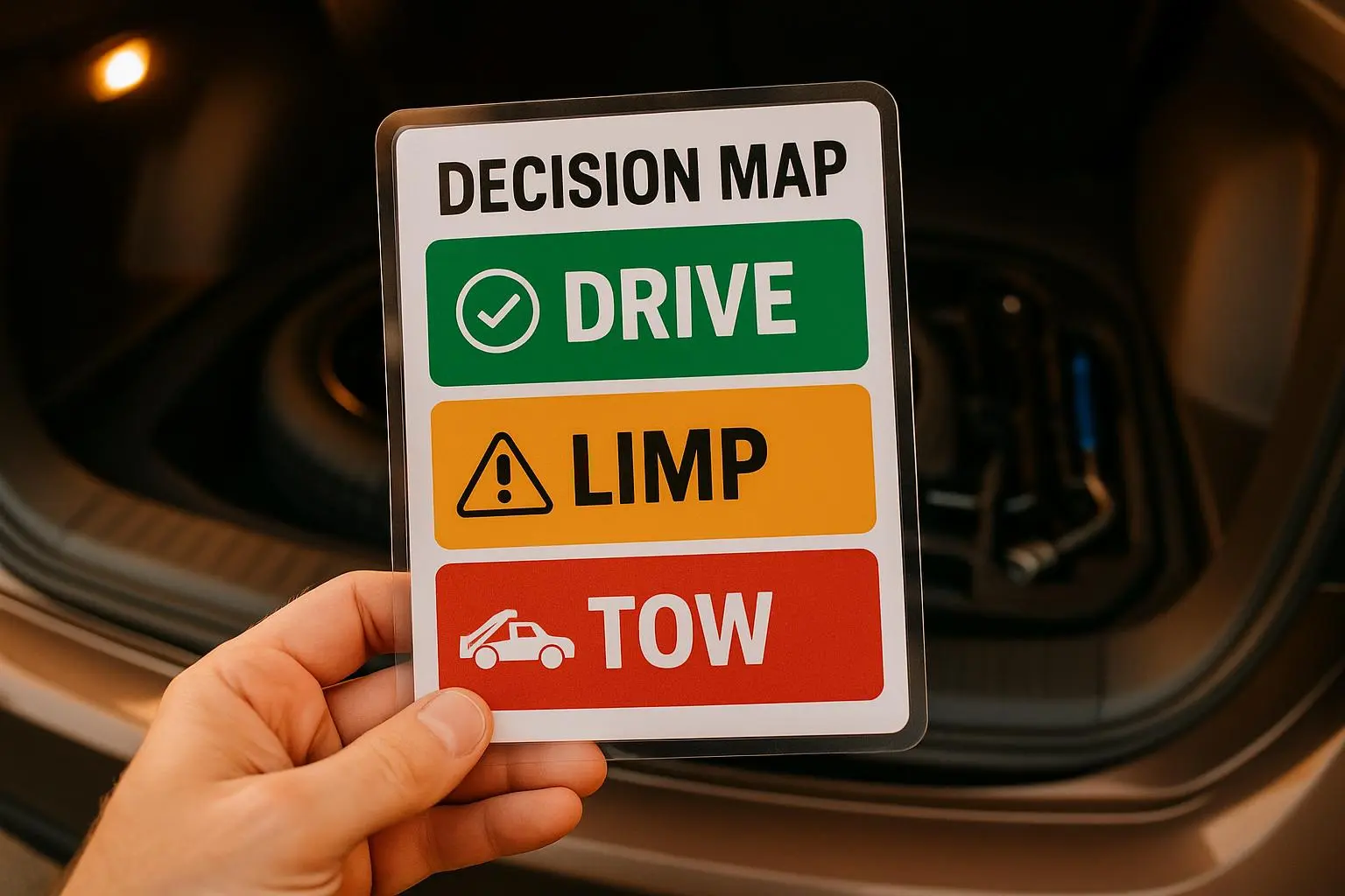 Emergency Decision Map: Drive, Limp or Tow